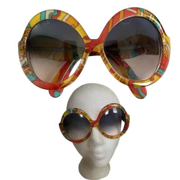 Vintage Atelier 70’s Oversized Colorful Hippie Sunglasses Gradient Lens Austria - Picture 1 of 14